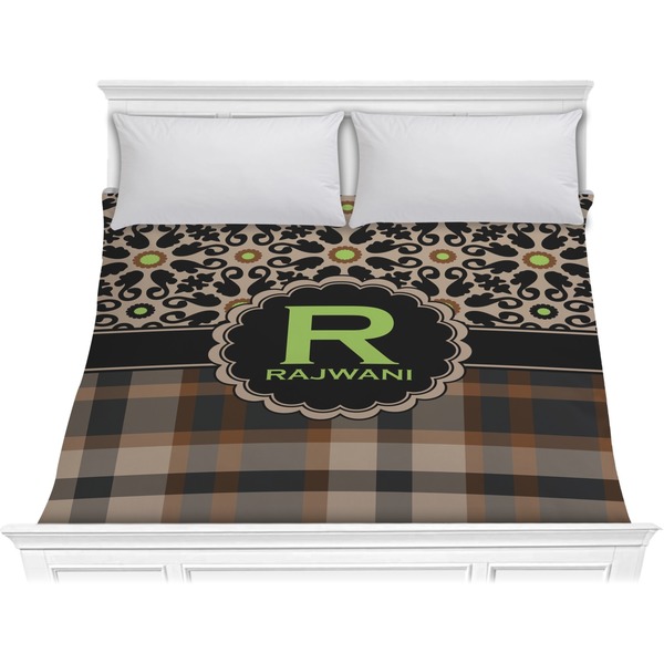 Custom Moroccan Mosaic & Plaid Comforter - King (Personalized)