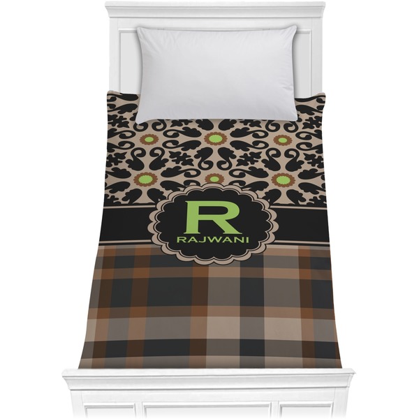 Custom Moroccan Mosaic & Plaid Comforter - Twin (Personalized)
