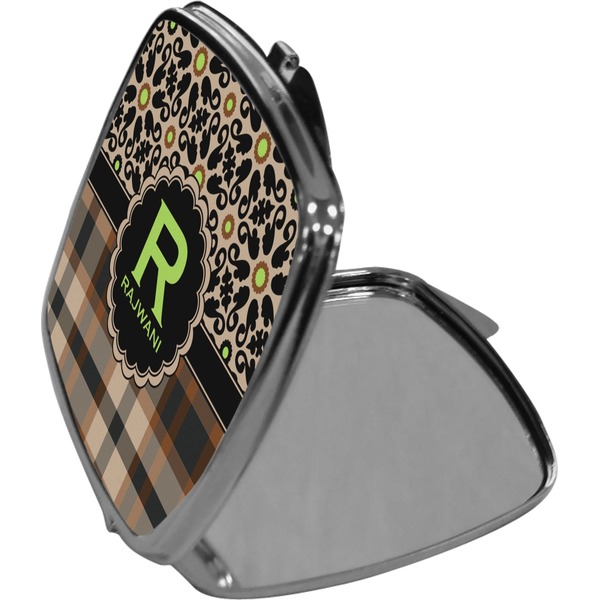 Moroccan Mosaic & Plaid Compact Mirror (Side View)
