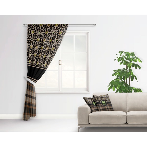 Moroccan Mosaic & Plaid Curtain With Window and Rod - in Room Matching Pillow