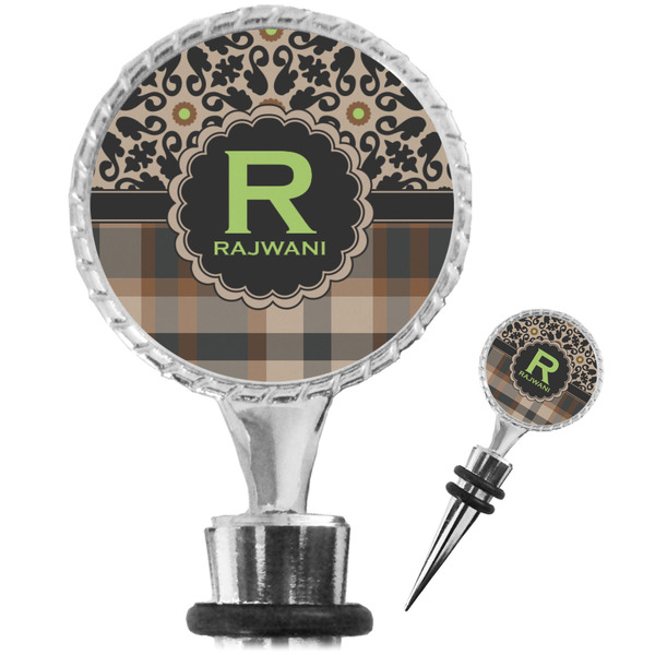 Custom Moroccan Mosaic & Plaid Wine Bottle Stopper (Personalized)