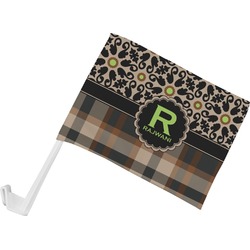 Moroccan Mosaic & Plaid Car Flag - Small w/ Name and Initial