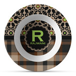 Moroccan Mosaic & Plaid Plastic Bowl - Microwave Safe - Composite Polymer (Personalized)