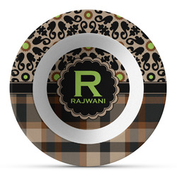 Moroccan Mosaic & Plaid Plastic Bowl - Microwave Safe - Composite Polymer (Personalized)