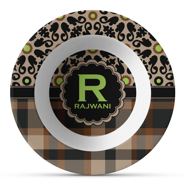 Custom Moroccan Mosaic & Plaid Plastic Bowl - Microwave Safe - Composite Polymer (Personalized)