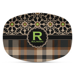 Moroccan Mosaic & Plaid Plastic Platter - Microwave & Oven Safe Composite Polymer (Personalized)