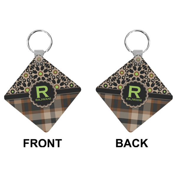 Moroccan Mosaic & Plaid Diamond Keychain (Front + Back)
