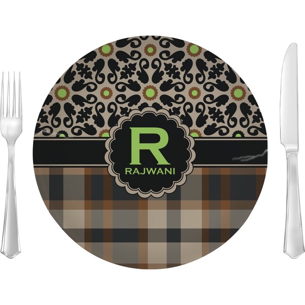 Custom Moroccan Mosaic & Plaid 10" Glass Lunch / Dinner Plates - Single or Set (Personalized)
