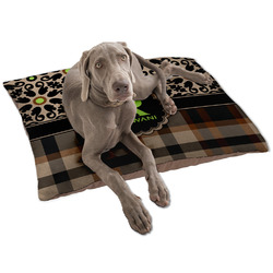 Moroccan Mosaic & Plaid Dog Bed - Large w/ Name and Initial