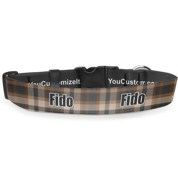 Custom Moroccan Mosaic & Plaid Deluxe Dog Collar - Small (8.5" to 12.5") (Personalized)