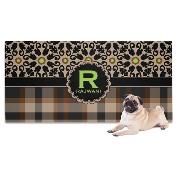 Custom Moroccan Mosaic & Plaid Dog Towel (Personalized)