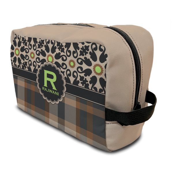 Custom Moroccan Mosaic & Plaid Toiletry Bag / Dopp Kit (Personalized)