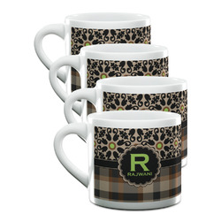 Moroccan Mosaic & Plaid Double Shot Espresso Cups - Set of 4 (Personalized)