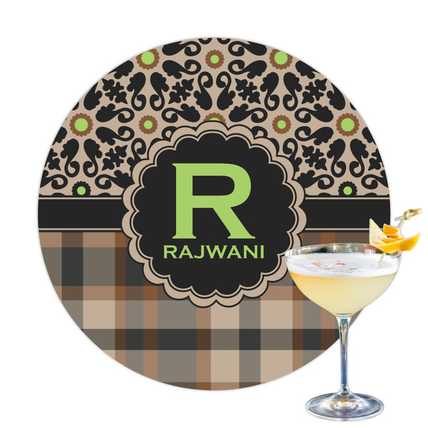 Custom Moroccan Mosaic & Plaid Printed Drink Topper (Personalized)