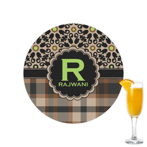 Custom Moroccan Mosaic & Plaid Printed Drink Topper - 2.15" (Personalized)