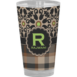 Moroccan Mosaic & Plaid Pint Glass - Full Color (Personalized)