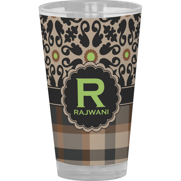 Custom Moroccan Mosaic & Plaid Pint Glass - Full Color (Personalized)