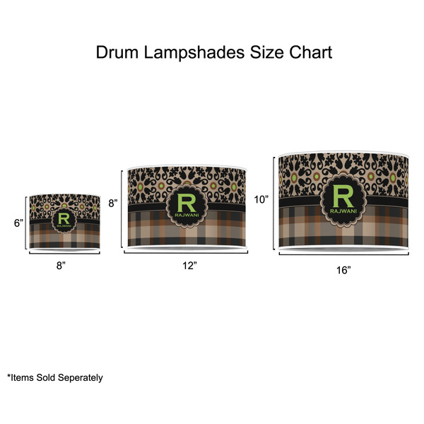 Moroccan Mosaic & Plaid Drum Lampshades - Sizing Chart