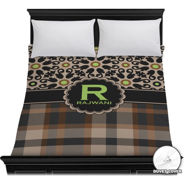 Custom Moroccan Mosaic & Plaid Duvet Cover - Full / Queen (Personalized)