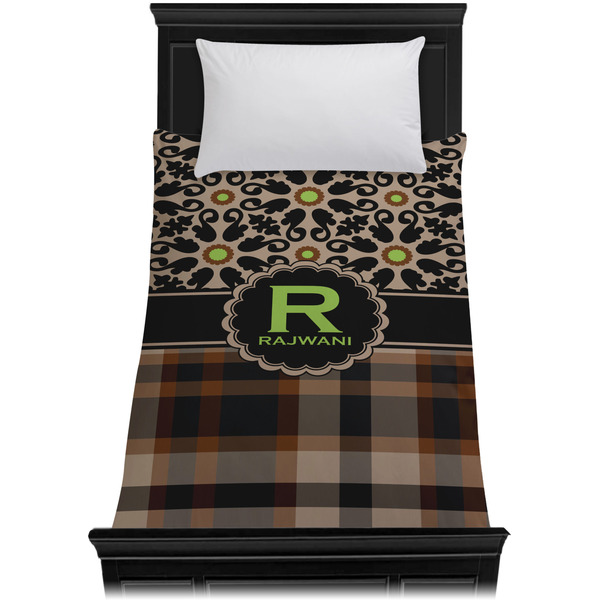 Moroccan Mosaic & Plaid Duvet Cover - Twin - On Bed - No Prop
