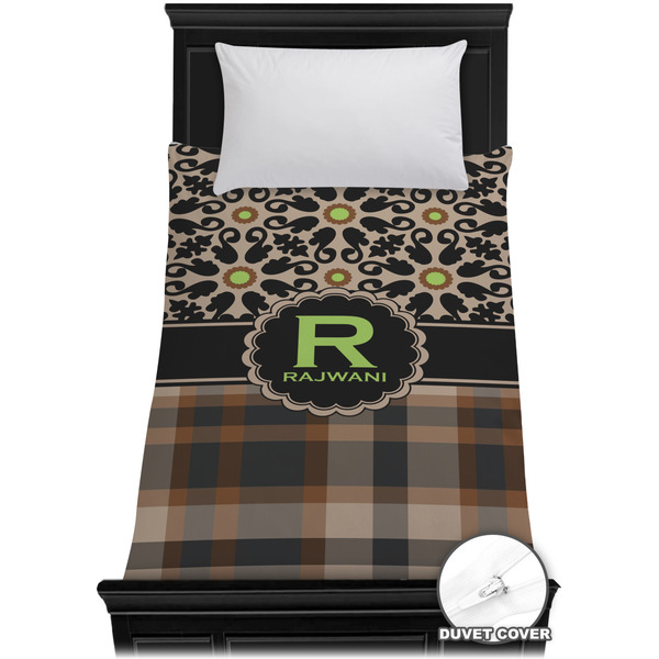 Custom Moroccan Mosaic & Plaid Duvet Cover - Twin XL (Personalized)