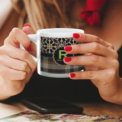 Moroccan Mosaic & Plaid Double Shot Espresso Cup - Single (Personalized)