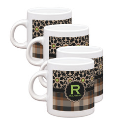 Moroccan Mosaic & Plaid Single Shot Espresso Cups - Set of 4 (Personalized)