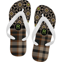 Moroccan Mosaic & Plaid Flip Flops - XSmall (Personalized)