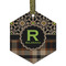 Moroccan Mosaic & Plaid Frosted Glass Ornament - Hexagon