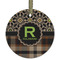 Moroccan Mosaic & Plaid Frosted Glass Ornament - Round