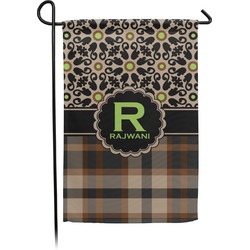 Moroccan Mosaic & Plaid Small Garden Flag - Double Sided w/ Name and Initial