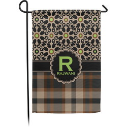 Moroccan Mosaic & Plaid Small Garden Flag - Single Sided w/ Name and Initial