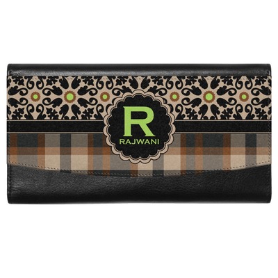 Moroccan Mosaic & Plaid Genuine Leather Ladies Wallet (Personalized)
