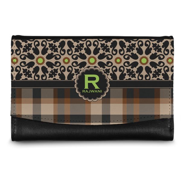Custom Moroccan Mosaic & Plaid Genuine Leather Women's Wallet - Small (Personalized)