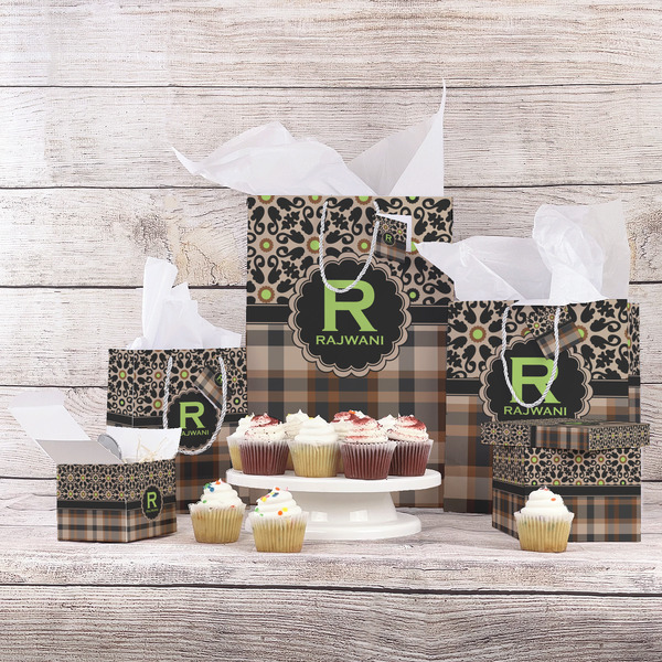 Moroccan Mosaic & Plaid Gift Bags - In Context