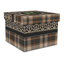 Moroccan Mosaic & Plaid Gift Box with Lid - Canvas Wrapped - Large (Personalized)