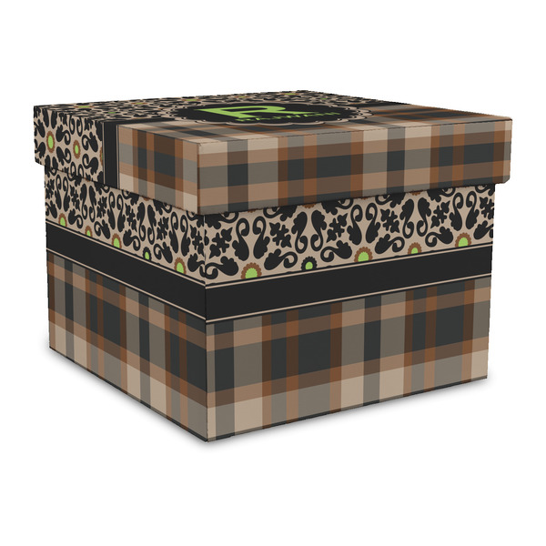 Custom Moroccan Mosaic & Plaid Gift Box with Lid - Canvas Wrapped - Large (Personalized)