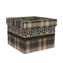 Moroccan Mosaic & Plaid Gift Box with Lid - Canvas Wrapped - Medium (Personalized)