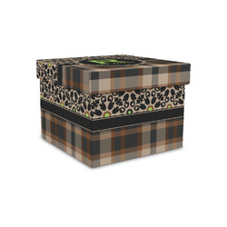 Moroccan Mosaic & Plaid Gift Box with Lid - Canvas Wrapped - Small (Personalized)