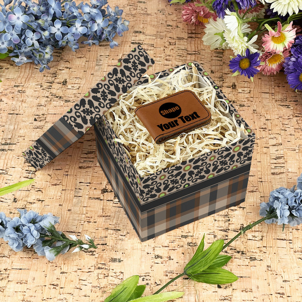 Moroccan Mosaic & Plaid Gift Boxes with Lid - Canvas Wrapped - Small - In Context