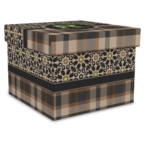 Custom Moroccan Mosaic & Plaid Gift Box with Lid - Canvas Wrapped - X-Large (Personalized)