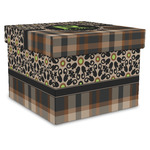 Moroccan Mosaic & Plaid Gift Box with Lid - Canvas Wrapped - XX-Large (Personalized)