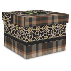 Moroccan Mosaic & Plaid Gift Box with Lid - Canvas Wrapped - XX-Large (Personalized)