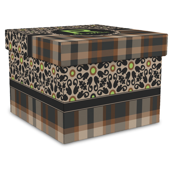 Custom Moroccan Mosaic & Plaid Gift Box with Lid - Canvas Wrapped - XX-Large (Personalized)