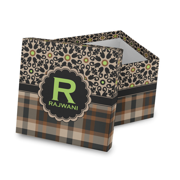 Custom Moroccan Mosaic & Plaid Gift Box with Lid - Canvas Wrapped (Personalized)