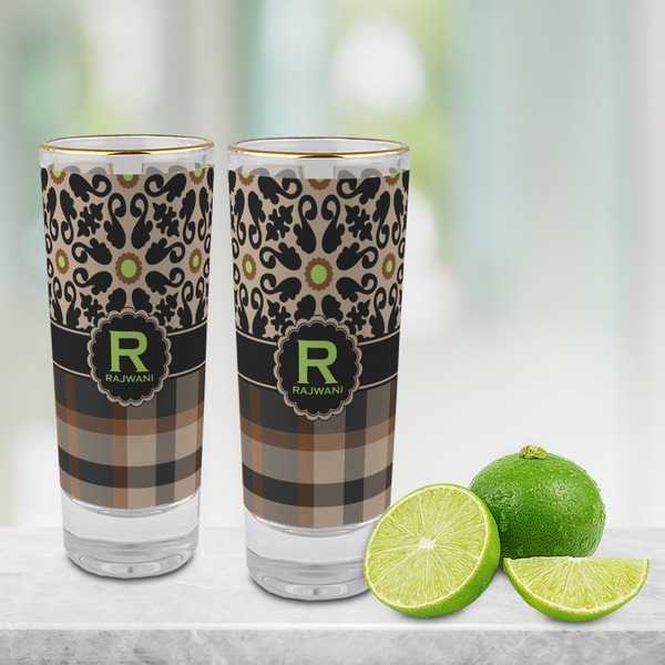 Moroccan Mosaic & Plaid Glass Shot Glass - 2 oz - LIFESTYLE