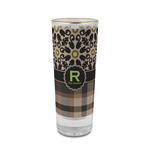 Moroccan Mosaic & Plaid 2 oz Shot Glass -  Glass with Gold Rim - Set of 4 (Personalized)