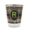 Moroccan Mosaic & Plaid Glass Shot Glass - With gold rim - FRONT