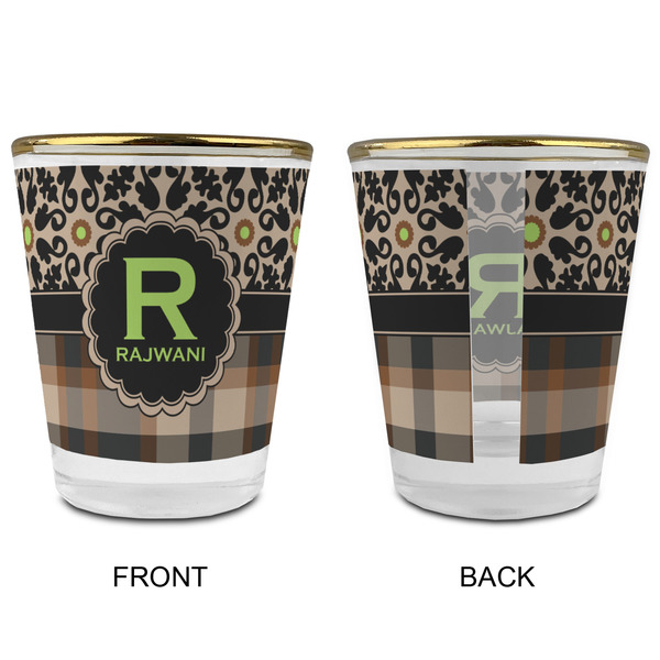 Moroccan Mosaic & Plaid Glass Shot Glass - with gold rim - APPROVAL