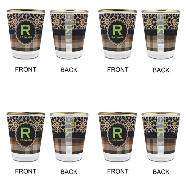 Moroccan Mosaic & Plaid Glass Shot Glass - with gold rim - Set of 4 - APPROVAL
